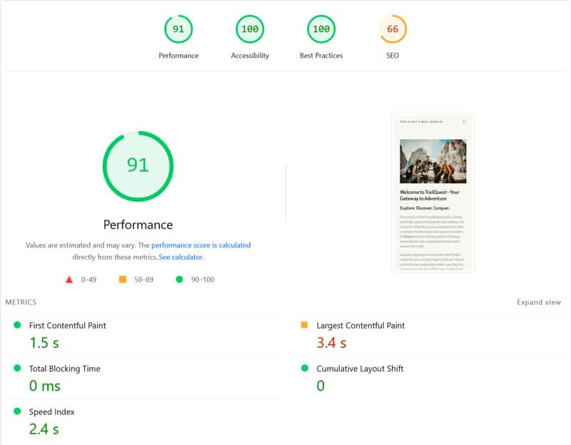 test website improved results