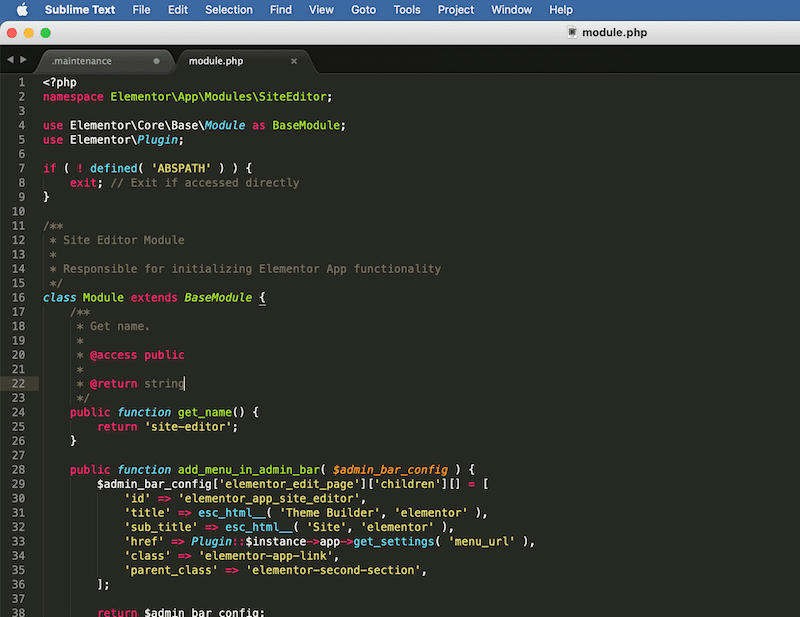 Example of IDE (Sublime text) - Source: My Sublime Text file