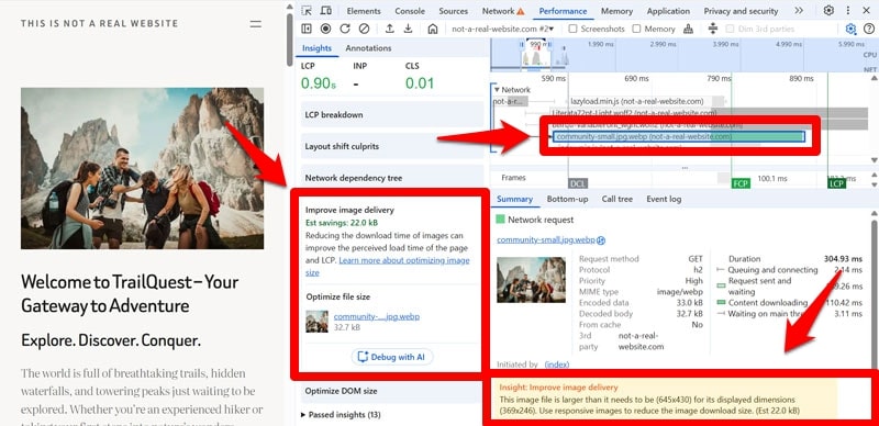 improve image delivery insight details in chrome