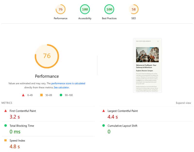 test website performance baseline