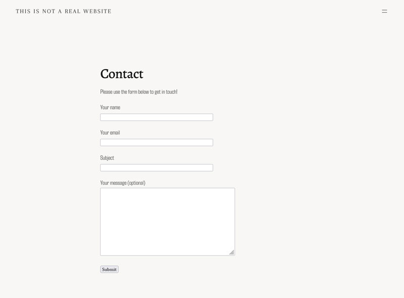 web page with contact form example