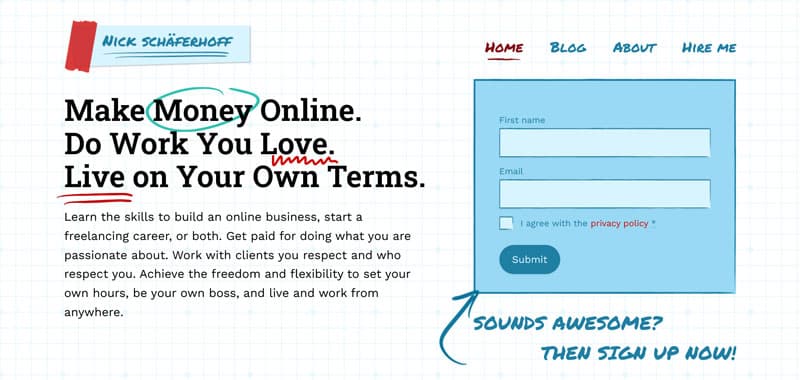 Website with custom fonts example