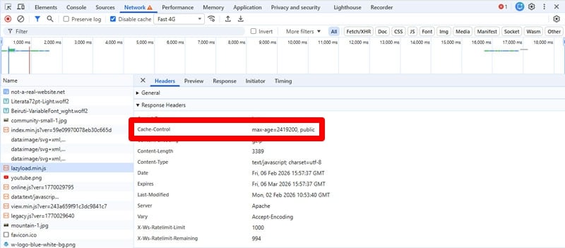 http cache-control header example