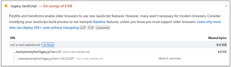 legacy javascript insight example