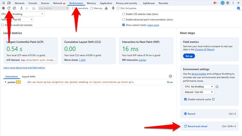 record performance trace in chrome developer tools