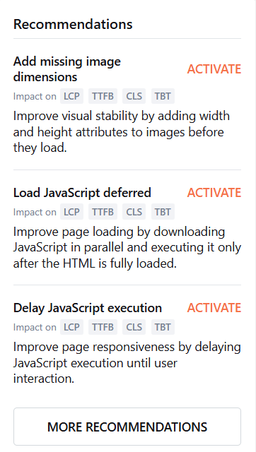 Recommendations list