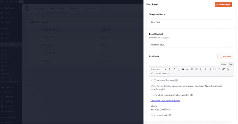 Example of cart abandonment email you can send - Source: Cart Abandonment Recovery For WooCommerce