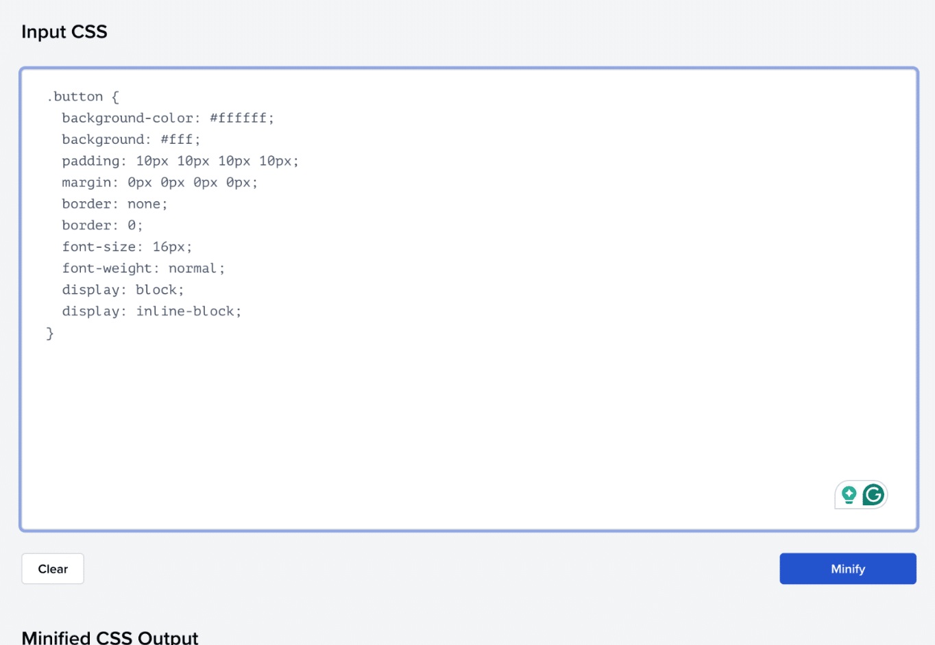 Minifying CSS manually – Source: Toptal