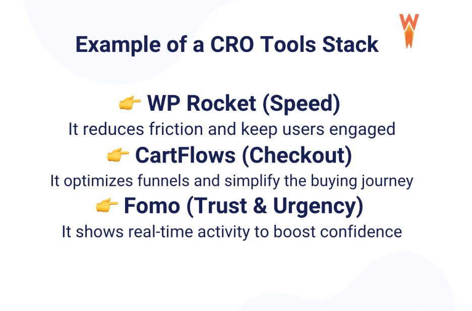 Example of a CRO tools stack - Source: WP Rocket