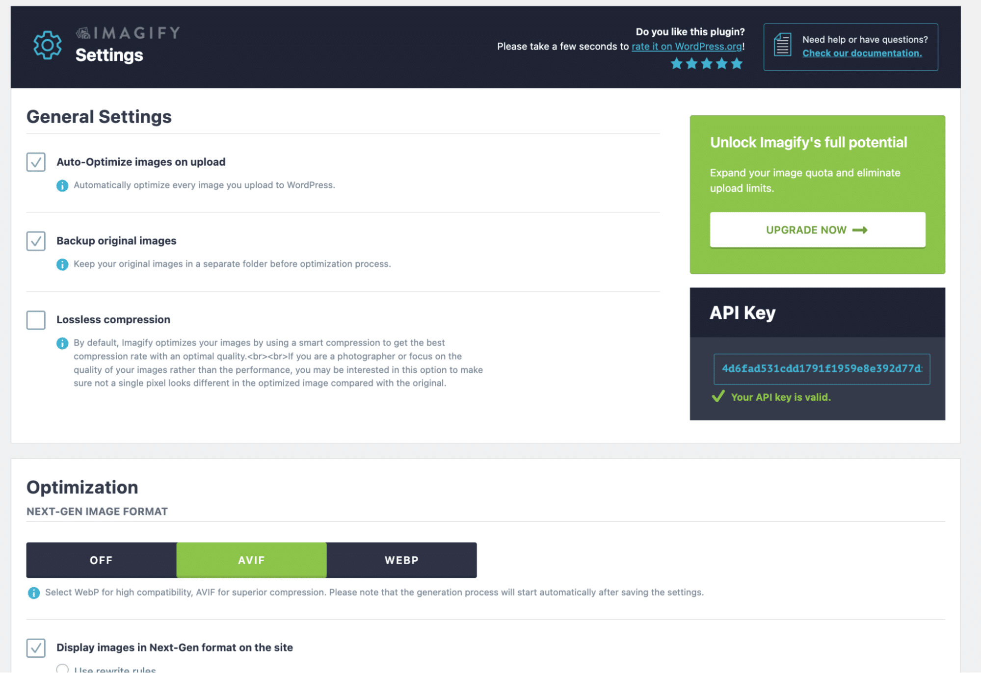 Easy interface to bulk optimize images – Source: Imagify