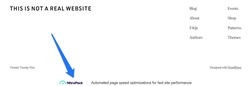 nitropack branding in website footer