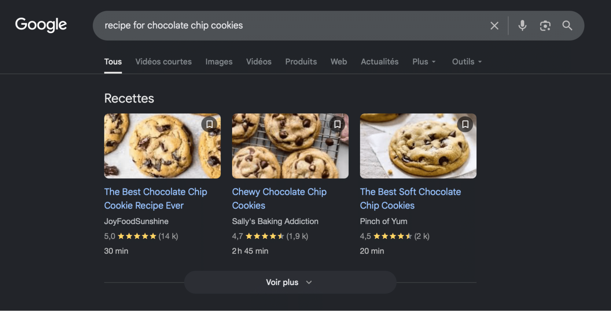 Example of schema markup for a recipe
