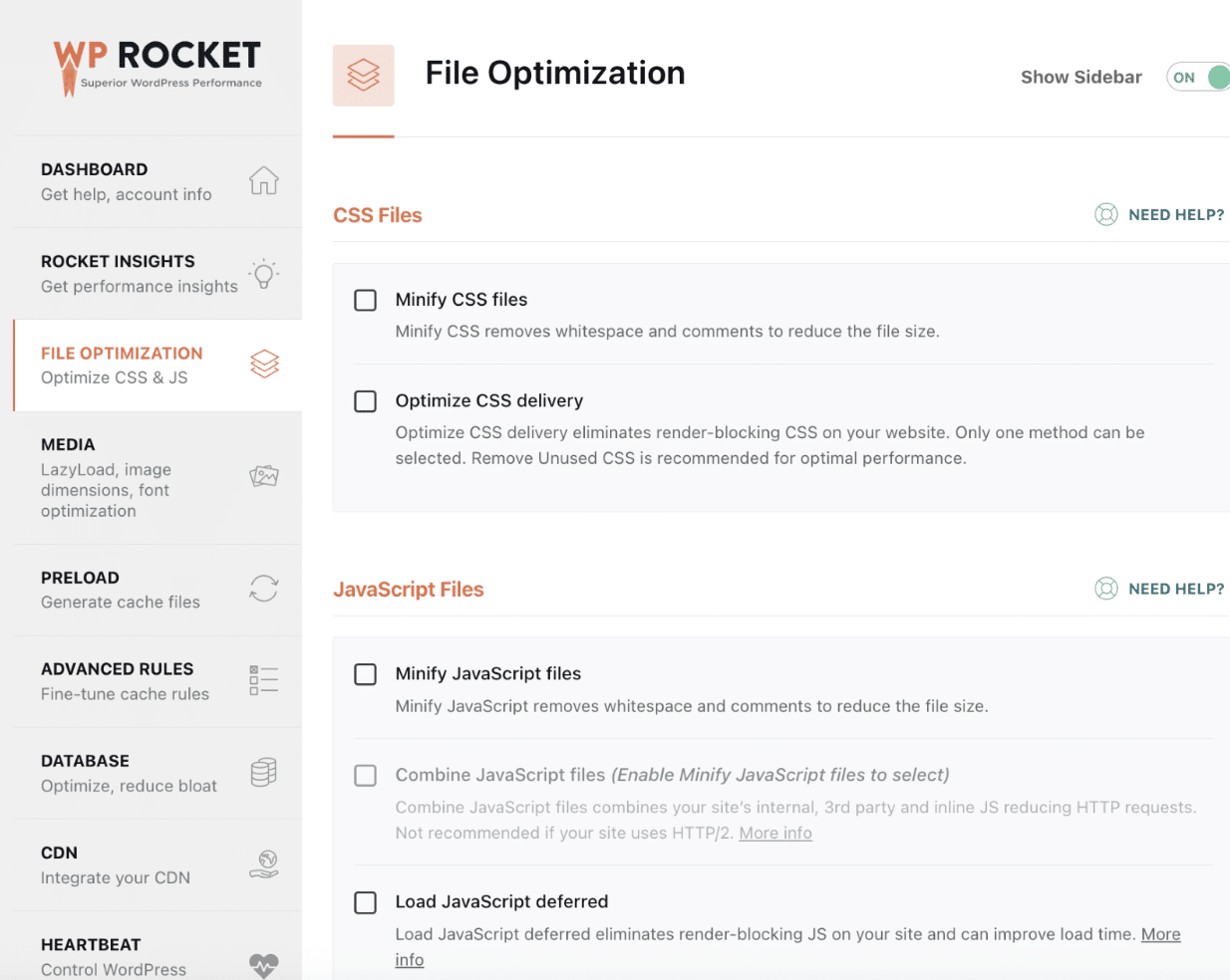 WP Rocket settings and speed monitoring - Source: WP Rocket