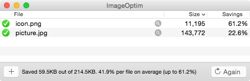 ImageOptim アプリの画面